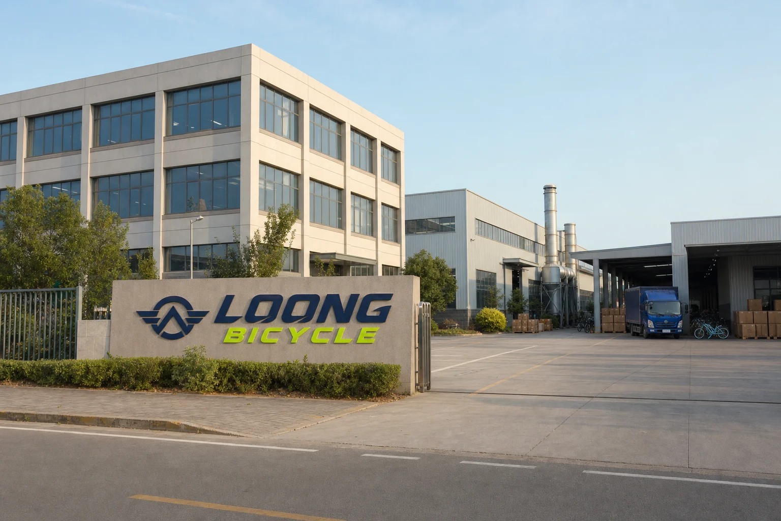 Exterior of the LOONG Bicycle manufacturing and assembly factory in China