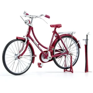 1/10 Mini Alloy Classic Bicycle Diecast Simulation Women’s Bike Metal Finger Old Fashioned Bike Model Collection Kids Toy Gift