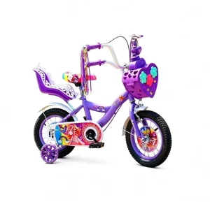 12 14 16 Inch Girls Kids Bicycle with Heart Basket and Training Wheels Pink Purple Princess Style Children Bike