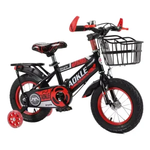 12-Inch Children’s Bicycles with Single Speed Gear Steel Fork Plastic Basket for Ages 3-9