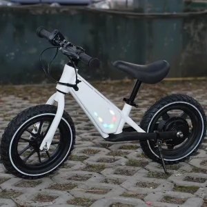 12-Inch Electric Balance Bike with Lights Mini Scooter for Kids Aged 4-10 Years Aluminum Alloy Bicycle for Boys Girls Pedal Type