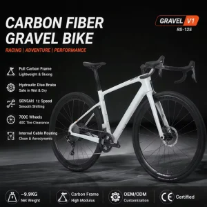 12 Speed Aerodynamic Carbon Gravel Bike XC Full Internal Cable Gravel Bicycle Hydraulic Disc Brake 700x40C
