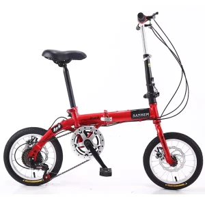 14-Inch 7 Speed Foldable Mini BMX Sport Quad Lightweight Double Disc Brake Dirt Road Bike with Steel Fork