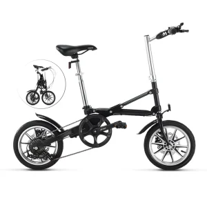 14 Inch Folding Bike for Adults Portable Foldable Shimano 7 Speed Carbon Steel City Bicycle One Second Quick Fold