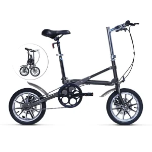 14 Inch Folding Bike for Adults Portable Foldable Single Speed Carbon Steel City Bicycle One Second Quick Fold