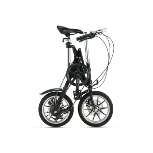 14 Inch One Second Folding Bike with 7 Speed Gears Carbon Fibre and Steel Fork Disc Brake System Aluminum Alloy