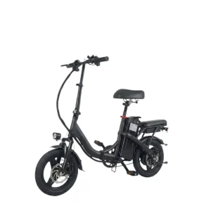 14-inch Foldable Electric Folding Bike Steel Frame 48V Lithium Battery Dual Disc Brakes Rear Hub Motor Portable 25-35km Range
