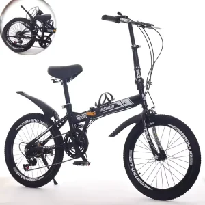 16 Inch 9 Speed Triple Folding Disc Steel Bike V Brake Mini Factory Kids Bicycle with Ordinary Pedal High Alloy Frame