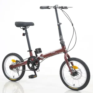 16 inch Folding Bicycles Mini Single Speed for Adults with Disc Brake Steel Fork Folding Bike