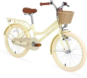 20″ 24″ Inch Girls Cruiser Bike City Bicycle for Youth 7 10 Years Old Over 10 Years Old with Wicker Basket & Rear Rack