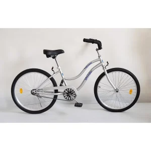 20-Inch Women’s Folding Beach Cruiser Bicycle with Basket and Rack, Single-Speed Bike
