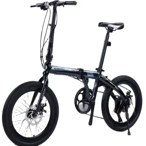 20″ Aluminum Alloy Mini Folding Bike Dual Disc Brake 7 Speed Urban Foldable 150kg Load Capacity for Men Women