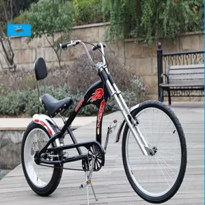 20-Inch Adult Chopper Bicycle, Lowrider Beach Cruiser with Extended Handlebars, Vintage Chopper-Style Street Bike