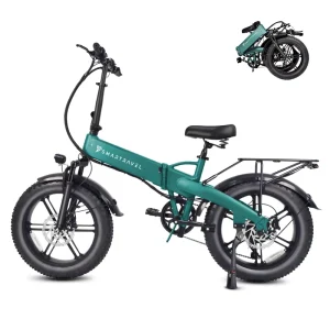 20″ Fat Tire 7-Speed Brushless Folding Electric Bike 48V 15Ah Lithium Battery High Torque Portable Adults Off-Road Snow Beach