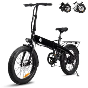 20 Inch 30 Fat Tire Folding Electric Bike Rear Hub Motor Disc Brakes Pedal Assist Commuter Bike Women 48V High Carbon Steel