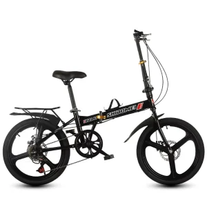 20 Inch 6-Speed Folding Bike with Dual Disc Brakes Portable Foldable Bicycle for Urban Commuting City Travel 120kg Load Capacity