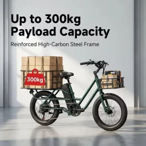 20 Inch Fat Tire Electric Cargo Bike 500W 48V Lithium Battery Rear Hub Motor Rear Carrier