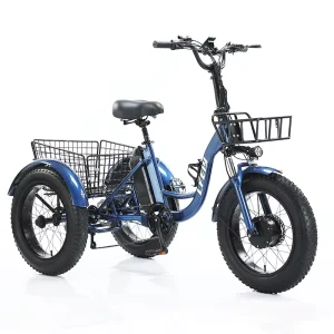 20 Inch Fat Tire Electric Tricycle with 500W Brushless Motor Pedal Power Thick Tire Snow Bike Max Load 200kg