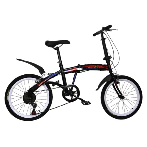 20-Inch Folding Bicycle Carbon Steel Frame 75kg Load Capacity Variable-Speed No Fork Suspension