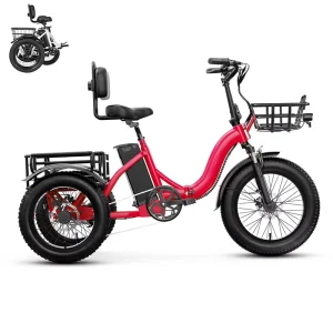 20 Inch Folding Electric Trike Fat Tire 3 Wheel Electric Tricycle Three Wheels Adult Cargo Electric Bike