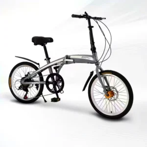 20 Inch Tri-Foldable Folding Bicycle with 7 Speed Aluminum Alloy Frame and Disc Brake Ordinary Pedal