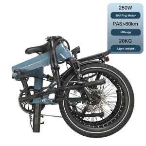 20″ Magnesium Alloy Folding E Bike for Urban Short Commute 7 Speed Lightweight Seat Post Battery KENDA Tires
