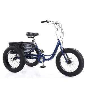 20 inch Fat Tire 7 Speed Pedal Tricycle Aluminum Alloy Rim Shockproof High Carbon Steel Frame 200kg Load Capacity