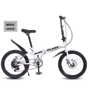 20 inch Folding Bike Unisex Commuter Bike Ultra lightweight Dual Disc Brakes Hard Frame Daily Commuting