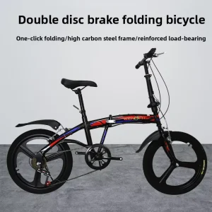 20-inch Folding Mountain Bike Carbon Steel Frame Dual Disc Brakes Spring Fork 75kg Adult bicycle