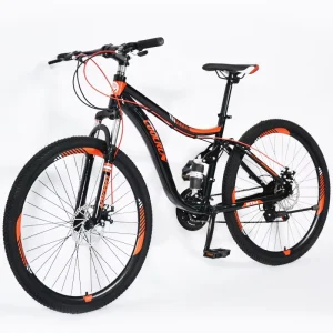 21 Speed 26 Inch Full Suspension Men’s Downhill Mountain Bike Disc Brake Ordinary Pedal Steel Frame Aluminum Alloy Double Wall
