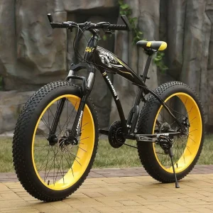 21 Speed 26 Inch Men’s Mountain Bike High Carbon Steel 4.0 Fat Tire Bike Alloy Rim Front Suspension Snow Beach Mountain Bicycle