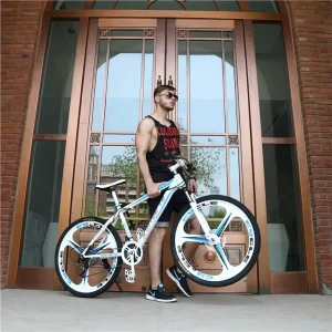 21-Speed Carbon Steel MTB Suspension 26-Inch Hybrid Bicycle with Suspension Tires