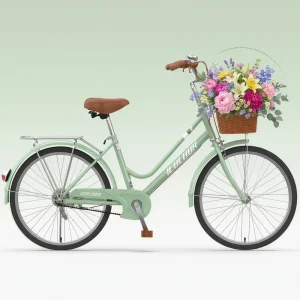 24/26 Inch Outdoor City Bike High Carbon Steel Double Commuting Retro Disc Brakes Suspension Fork Single Speed Road Bicycle