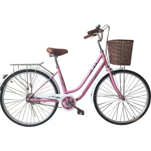 24/26 Inch Retro Women Speed Carbon Steel Lady Urban Classic Bicycle with Basket City Bike 28 Inch