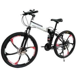 24/26In Foldable Mountain Bike Dual Suspension Hardtail 21 Speed Lightweight Frame Dual Disc Brakes Sport Bike