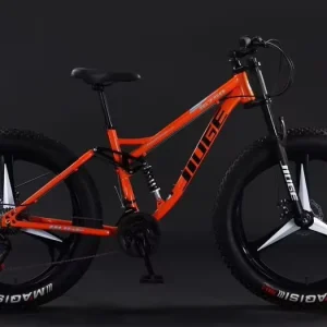 24 Inch Fat Tire Mountain Bike 21 Speed Disc Brake Steel Frame Soft Tail Downhill Bicycle