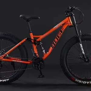 24-Inch Fat Tire Spoke Wheel Mountain Bike 21-Speed Dual Suspension Soft Tail Downhill for Beach Snow