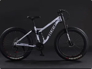 24 Inch Fat Tire Spoke Wheel Steel Frame Mountain Bike 21 Speed Dual Suspension Soft Tail Downhill Beach Snow