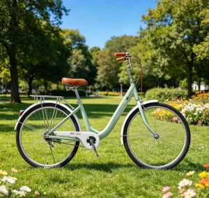 24 Inch Single Speed City Bicycle High Carbon Steel Frame Brakes Women’s Commuter Bike