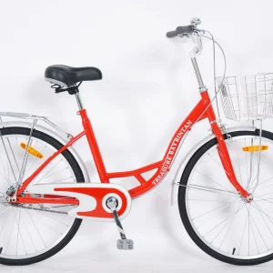 24-Inch Single Speed Steel Full Shockproof Frame Women’s City Bike 26×2.15″ Air Tires Customized Color