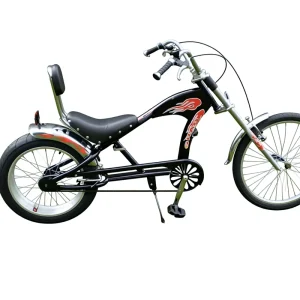 24 Inch Steel Frame Chopper Bike Retro Lowrider Cruiser Bicycle with Flame Design Disc Brake & Single Speed Gear Leisure Riding