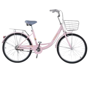 24 Inch Vintage City Bike for Women 7 Speed Steel Frame with Front Basket