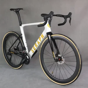 24 Speed Full Hidden Cable Disc Road Bike Frame TT X21 105 Di2 R7170 Groupset Yellow Edges 28C Tire