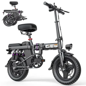 250W 15Ah 25KM/H 30Miles 14 Inch Foldable Electric Bike Mini Rear Drive Lithium Battery City Folding