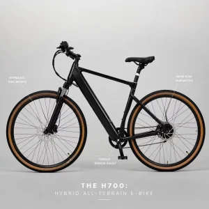 250W Brushless Lithium Hybrid Electric Bicycle with Torque Sensor, Hydraulic Brakes, 7-Speed, 700C Tires, Adult Commuter Bike