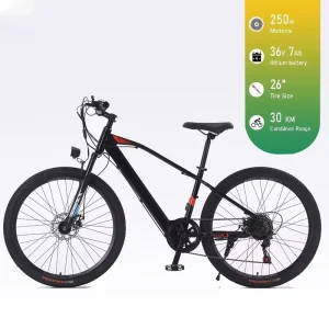 250W City Bike 36V 7Ah Lithium Battery with Gears for 26 in Riding Youth Women’s Racing Bike for Adults Electric Bike