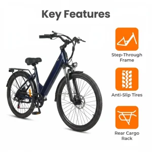 250W Electric City Bike 10AH Lithium Battery High Carbon Steel 26” City Commuter Electric City Bike