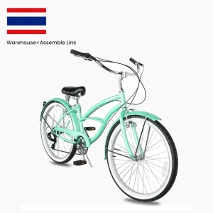 26-Inch Bicycle Cruiser with Coaster Brake, Hi-Ten Steel, Single-Speed 18T, 26-Inch Beach Cruiser Bicycle
