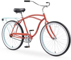 Men’s Beach Cruiser Bicycle, Colorful Beach Bike, 26 x 2.125 Bicycle Tires, Adult Chopper Beach Cruiser Bicycle for Rental