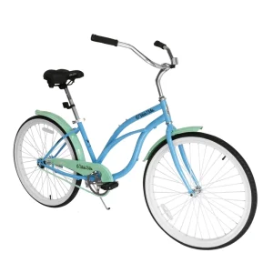 26-Inch Beach Cruiser Bicycle, Steel Cruiser Bike, Colorful Women’s City Beach Cruiser Bicycle for Rental